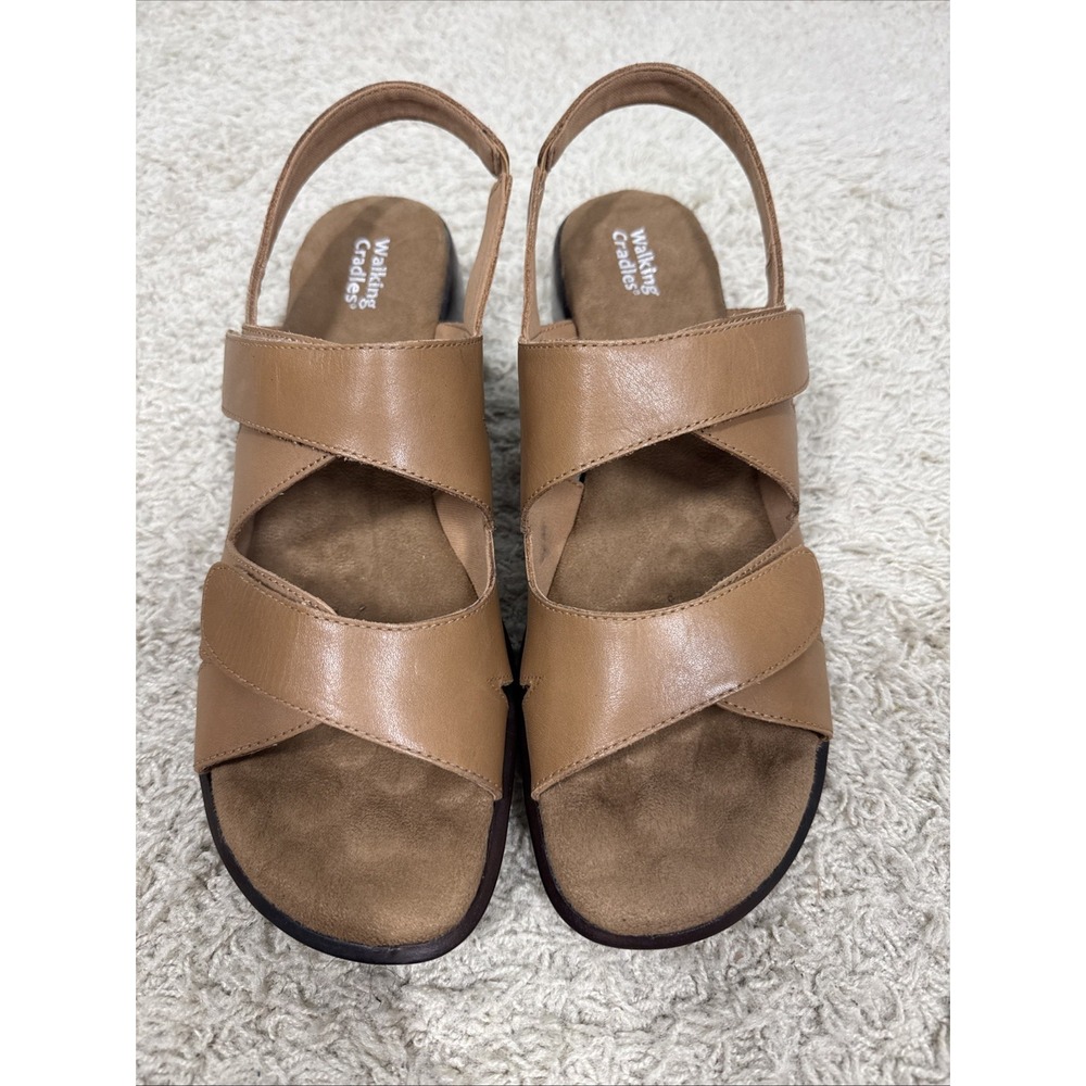 Walking Cradles Brown Leather Adjustable Slingback Sandals Women's 13M Comfort
